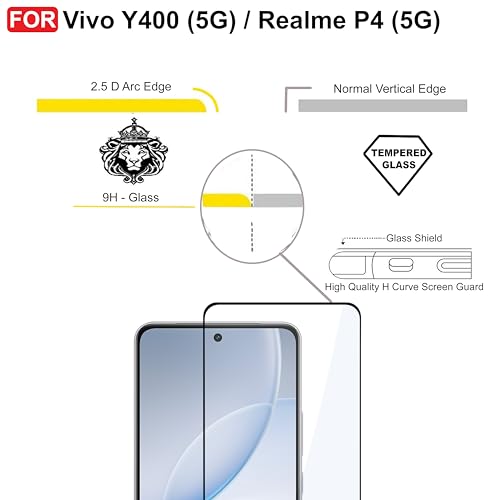 Image of CEDO Tempered Glass for Vivo Y400 (5G) / Realme P4 (5G) | Screen Protector Full HD Quality Tempered Glass Anti-Scratch Edge to Edge Coverage with Easy Installation Kit (Black)