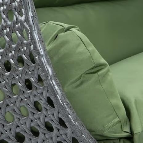 Image of Double Seater Hammock Swing Chair with Stand & Cushion | Heavy Duty Powder Coated Steel Frame | Outdoor Indoor Hanging Swing for Patio Balcony Garden Terrace Living Room (Brown-Dark.Green)