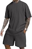 Cosyhug Men Casual Outfits Short Sets - Conjunto Deportivo Ropa Para Hombre | Dark Gray M
