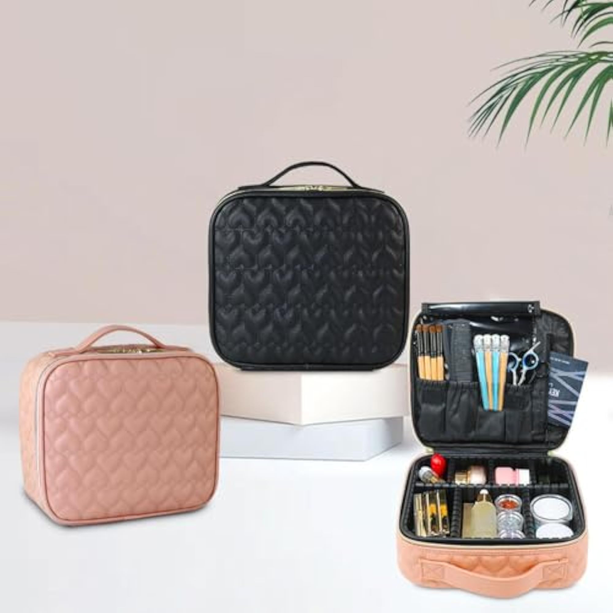 Makeup Case with Carry Handle Travel Toiletry Bag for Lipstick Brushes