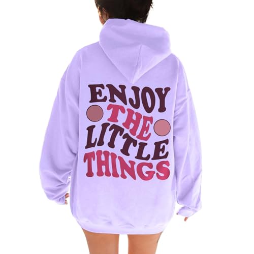 Enjoy The Little Things Sudaderas con capucha para mujer, cómodas, informales, con letras, gráfico Workou Country con capucha, suéteres sueltos de moda, con capucha fina, a la moda, preppy, otoño