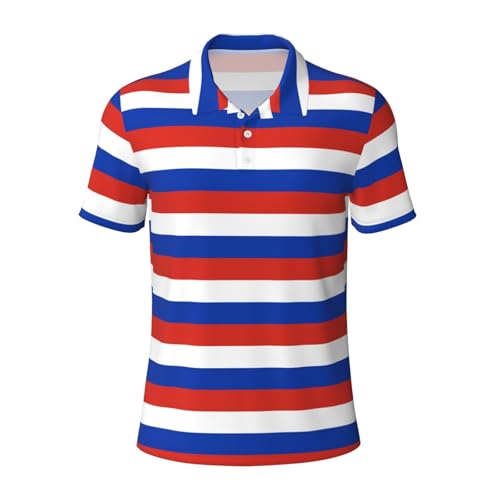 Russian Flag Men's Polo Shirts with Full Print - Soft Fabric, Classic Fit for Casual Wear Breathable