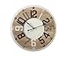 Produktbild Rebecca Mobili Wanduhr als Wohnaccessoire, Wohnzimmeruhr aus Holz Metall, Beige Braun, modern, für Wohnzimmer Schlafzimmer  Maße: Ø 50 cm x B 4,5 cm - Art. RE4993