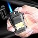 Butane Lighter, Windproof Jet Blue Flame, Transparent Colorful Light Gas Tank, Reusable, Adjustable Flame, Zinc Alloy Body, Men's Gift(Red)