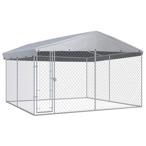 vidaXL Outdoor Hundezwinger mit Überdachung 382x382x225 cm Hundehütte Hundekäfig