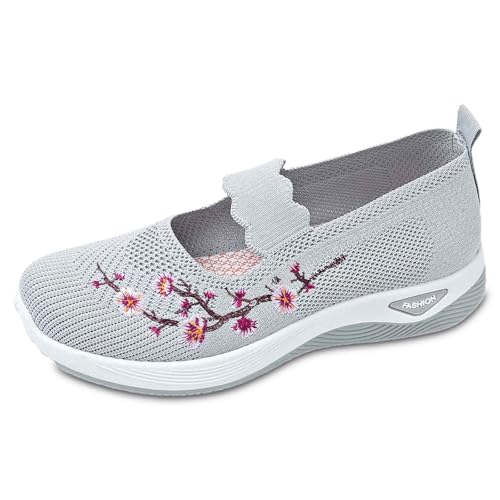 Orthopedic Shoes for Women,2025 Closed Toe Solid Color Wide Width Woven Orthopedic Breathable Walking Sneaker Comfortable Non Slip Soft Foam Cushion Lightweight Slip on Casual Shoes