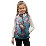 TOADDMOS Otter Full Zip Vest Wind Proof Cherry Blossoms Girls Zippered Vests 4T Soft Winter Lightweight Sleeveless Jacket with Pocket Fashion Warm Sleeveless Jacket for Spring Fall