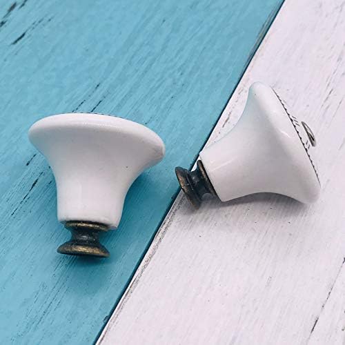 Set 10 Ceramic Metal White Drawer Pulls Knobs Euro-style -