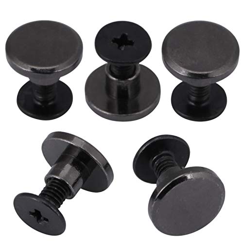 20 Sets Chicago Screws, Black Leather Rivets Screw Rivets Flat Fillister Book Binding Posts for DIY Leather Craft(8mm) - Image 3