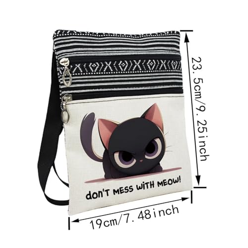 Angry Kitten Messenger Bag Small Ethnic Pattern Printed Adjustable Strap Crossbody Zipper Bag Angry Kitten Phone Bag Wallet Cute Shoulder Handbag for Women2