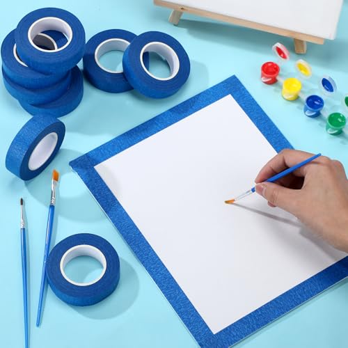 Image of Gilprop 25 Rolls Blue Painters Tape Bulk Blue Masking Tape 0.7 Inch x 22 Yard (550 Total Yards) Adhesive Masking Scribing painting supplies for Walls Kitchen Home DIY Artist Craft Arts