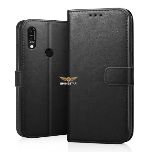 Image of SHINESTAR Asus Zenfone Max Pro M1 Flip Back Cover | PU Leather Flip Cover Wallet Case with TPU Silicone Case Back Cover for Asus Zenfone Max Pro M1 - Classy Black