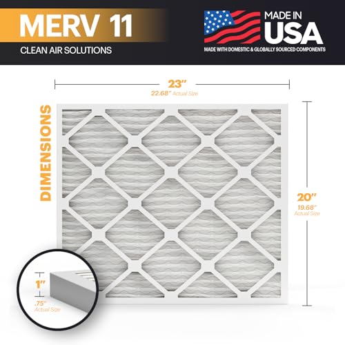 Image of BNX TruFilter 20x23x1 Air Filter MERV 11 (4-Pack) - MADE IN USA - Allergen Defense Electrostatic Pleated Air Conditioner HVAC AC Furnace Filters for Allergies, Dust, Pet, Smoke, Allergy MPR 1200 FPR 7