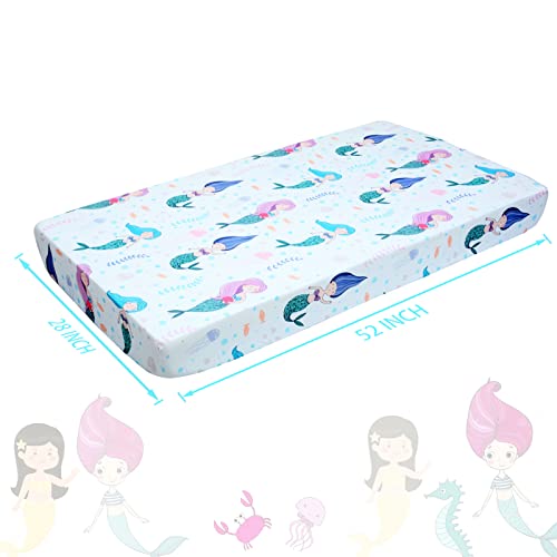 Image of Cloele Mermaids Crib Sheet Baby Girls,1 Pack Baby Nursery Sheet,52x28in | Fitted Sheet, 100% Polyester, Cozy Bed Sheet For Standard Crib and Toddler Mattresses, Infant Toddler Sheet