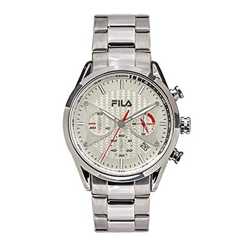 FILA Mens Watches - Men Watches - Chronograph Watches for Men - Mechanical Watch - Running Watch - Waterproof Watches for Men - Mens Watches Waterproof - Silver and Blue Fila Watch (Silver)