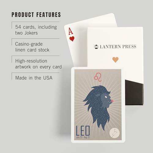 Lantern Press Leo, Naipes Zodiac, 52 cartas Póker miniatura 3