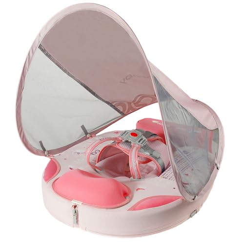 Image of Mambobaby Float with Canopy and Tail New Upgraded Non-Inflatable Baby Pool Float Mambo Float Swim Trainer Solid Infant Swim Float Adjustable Pearl Foam Baby Swim Ring