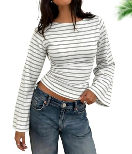 Camiseta de manga larga punto acanalado tallas grandes que estiliza y no aprieta los brazos