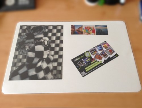 Schreibtischunterlagen Set 40 x 60 cm mit Mousepad transparent zum Selbstgestalten, Einstecken von Fotos, Bildern usw