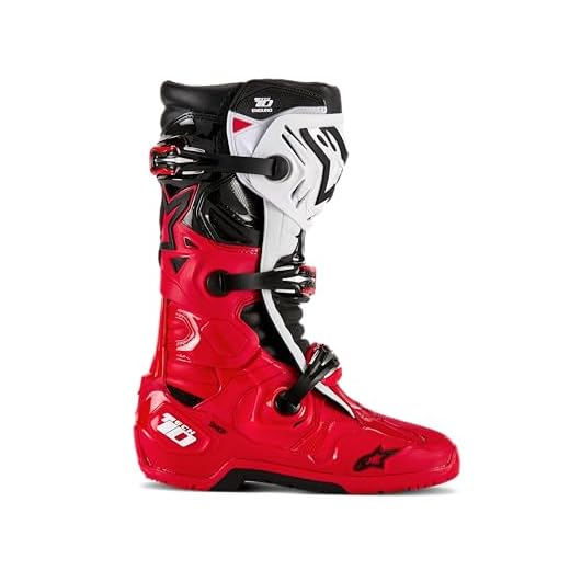 Alpinestars Tech-10 Enduro Motorcycle Boots, Advanced Off-Road Performance, Durable Construction, Superior Protection, Ergonomic Fit, 10, Bright Red/Black/White