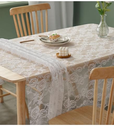 Nappe polyester dentelle brodée fleurie rectangulaire lavable 150x200 - 6
