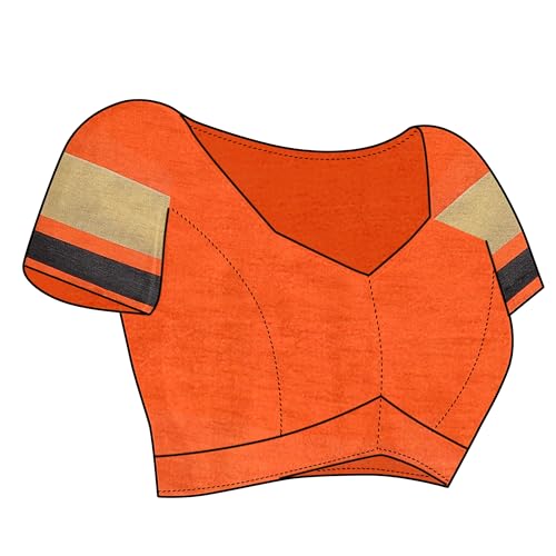 Image of Sidhidata Women's Cotton Blend Saree With Unstitched Blouse Piece (Payal Orange Orange Free Size)