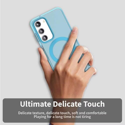 Image of Elzzi Magnetic Back Cover for Samsung Galaxy A55 5G Case, [Compatible with MagSafe] Slim Fit Shockproof Translucent Matte Hard Back Phone Cover with Protective Bumper for Men & Women (Blue)
