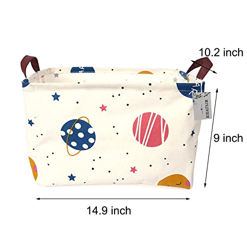 Image of Rectangle Storage Basket Cute Canvas Organizer Bin for Pet /Children Toys, Books, Clothes Perfect for Rooms /Playroom (Galaxy)