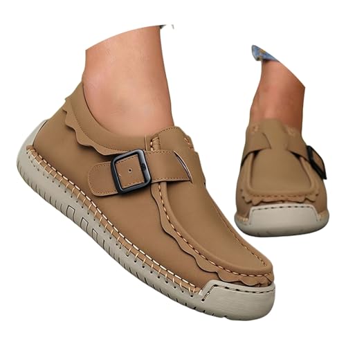 Mocasines retro de mujer con correa de hebilla: calzado plano casual para diario y compras 4