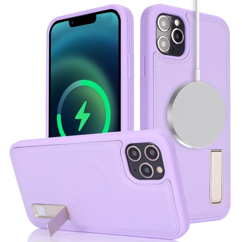 Ｈａｖａｙａ Compatible Magsafe iPhone 14 Pro Max Cases Mganetic iPhone 14 Pro Max case with Stand iPhone 14 pro max Leather case with Kickstand-Purple