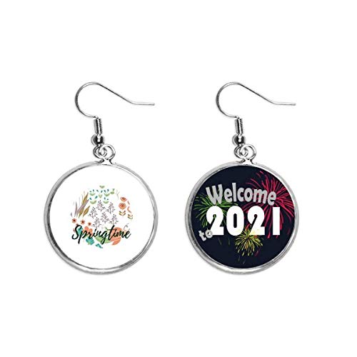 Pendientes colgantes de flor blanca y naranja en plata talla M mujer
