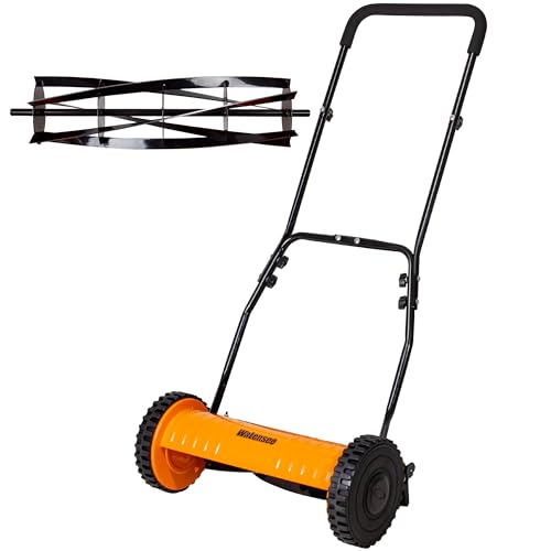 Image of Walensee 16-Inch Manual Lawn Mower, 5-Blade Push Reel, 4 Heights | Precision-Ground Alloy-Steel Blades Make Clean Scissor-Like Cuts, With Quiet Cordless Operation For Small Lawns