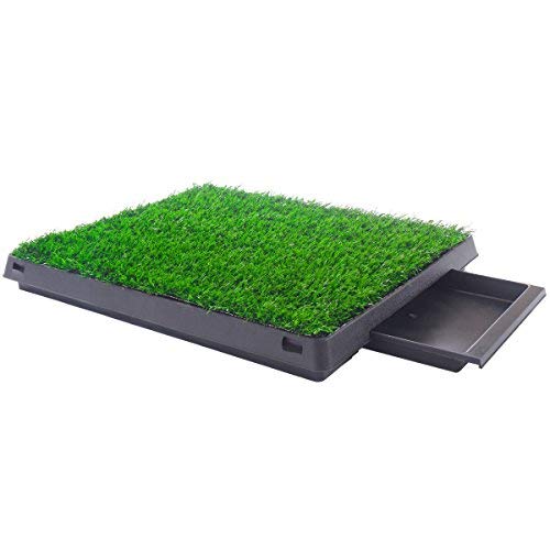 Synturfmats Indoor Pet Potty Patch Puppy Pee Training Pad, Deluxe 3 Pieces Dog Relief System with Drawer (20"x25")