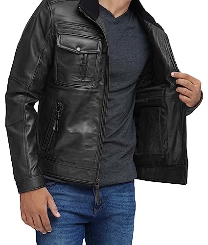 Image of Decrum Real Lambskin Leather Jackets for Men with Zipper Closure
