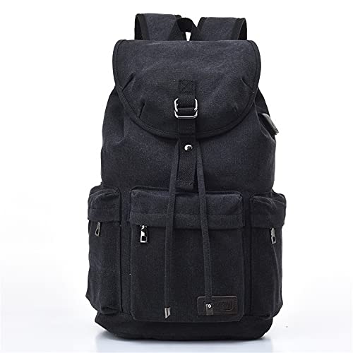 Sac à dos homme USB grande capacité en toile noire résistante M