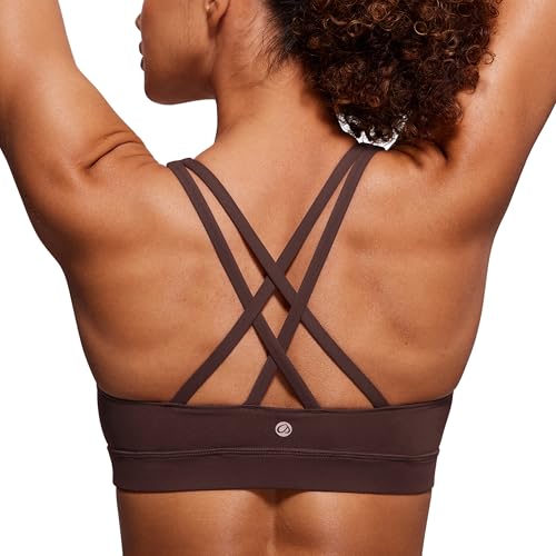 Image of CRZ YOGA Naked Feeling Strappy Sports Bras | Medium Support, Removable Pads, Yoga, Sleek, Scoop Neck, for Women