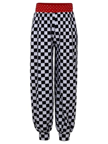 Kids Boys Girls Kitchen Restaurant Chef Pants Elastic High Waistband Plaid Pants for School Performances