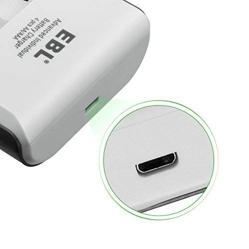 EBL Rechargeable AAAA Batteries 4 Counts with Smart Battery Charger - 400mAh AAAA Battery Surface Pen Battery and Universal Battery Charger for AA AAA AAAA Ni-MH Ni-CD Rechargeable Batteries