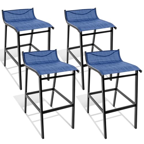 Sundale Outdoor Patio Metal Bar Stools Set of 4, Low