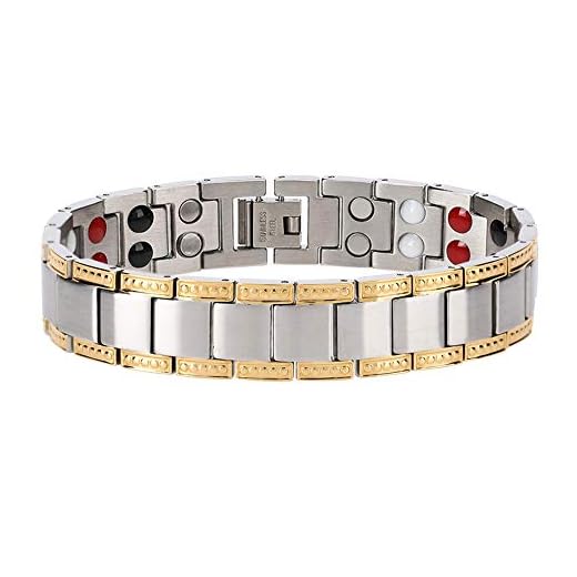 Magnetterapi Armband, Dubbel Styrka Titan Stål Magnetisk Terapi Gå Ner i Vikt Armband Armband Gåva Mode Handled Armband Antifatigue Armband för Män