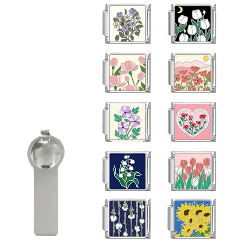 Italian Charm Set for Women, 9mm Italian Charms Link Handmade Bracelet DIY Module Italian Charm Necklaces Anklet Jewelry Gifts