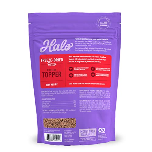 Halo Freeze Dried Uncooked Topper, Beef Protein Recipe, Freeze Dried Uncooked, Actual Meat Topper, All Life Phases, 3.5-OZ Bag Halo Freeze Dried Uncooked Topper, Beef Protein Recipe, Freeze Dried Uncooked, Actual Meat Topper, All Life Phases, 3.5-OZ Bag