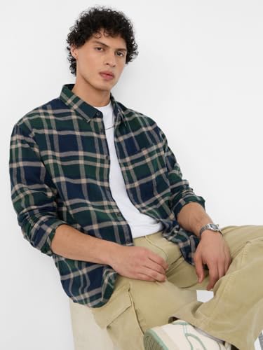 Image of The Souled Store Plaid: Black /Blue /Red Checks Long Sleeve Collared Neck Button Down Cotton Relaxed Fit Shirts for Men and Boys - Classic and Casual Wardrobe Essentials