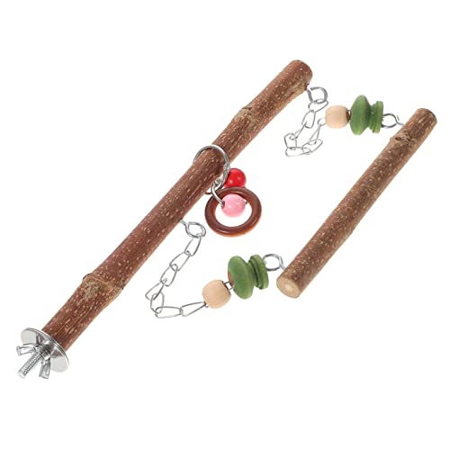 HANABASS 1 セット オウムのブランコ ねずみ うさぎ 鳥かごの付属品 オウムトレーニングフレーム ステッカー 耐摩耗性のおもちゃ 吊り下げ式鳥のブランコ 用品 鳥の供給 木製