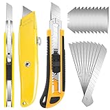DIYSELF Knife 3-Pack Box Cutter Retractable Heavy Duty, Soft Grip, Utility Knife Retractable for...
