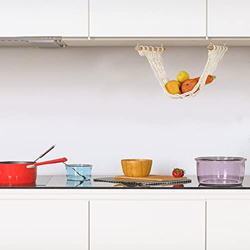 Uposao Fruit Vegetable Hammock for Kitchen Bohemian Hanging Kitchen Produce Storage Fruit Hammock Under Cabinet