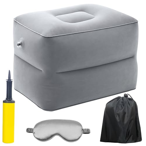 Cojín para piernas hinchable, con bomba de aire y bola de silicona para mejorar la circulación sanguínea (gris)