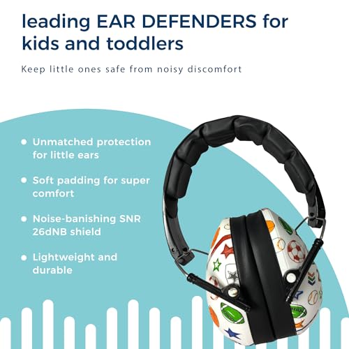 BANZ Kidz Earmuffs 2 Years & Older – Sports - Loud Noise Cancelling Kids Headphones & Toddler Ear Muffs Size Adjustable