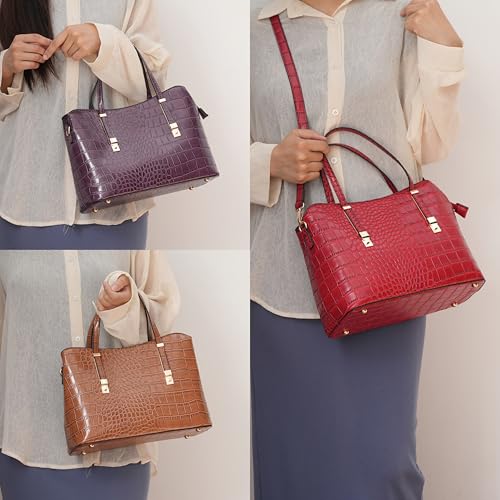 Bolso tipo tote para mujer de la colección MKF, con estampado de cocodrilo en cuero vegano, bolso satchel de moda diseñado para uso diario o cruzado miniatura 4