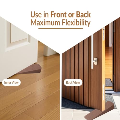 Image of Rubber Door Stopper Wedge, Heavy Duty Anti-Slip Door Holder & Blocker with Strong Grip for Tiles, Marble, Wood, Carpet & Cement Floors | Home, Office, School & Warehouse Use (Brown, Pack of 8)